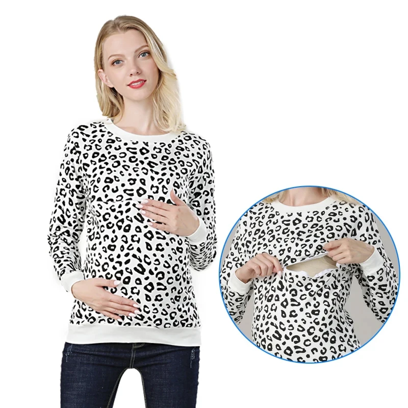 Big Size Autumn Winter Maternity Clothes Sweater Cotton Long Sleeve Nursing Top Breastfeeding Clothes Sweater for Pregnant Women