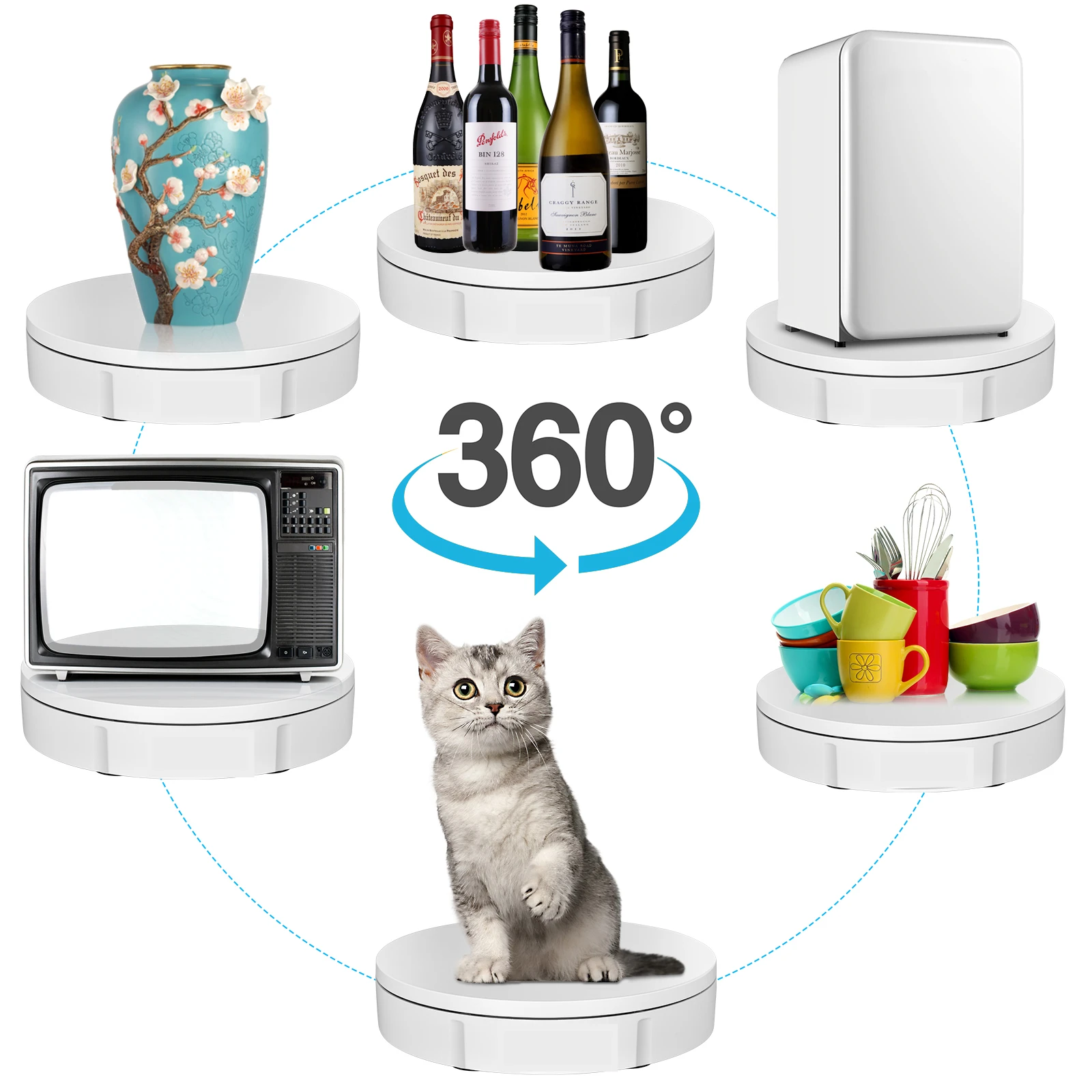 50kg Load Heavy Duty Electric Rotating Display Stand 360 Degree Swivel Plate with Remote Control for Jewelry and Video Props