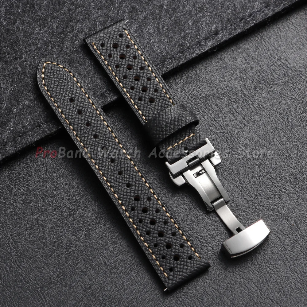 Vintage Genuine Leather Watch Band - Universal Cowhide Strap with Breathable Design