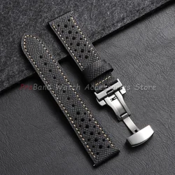 Vintage Genuine Leather Watch Band - Universal Cowhide Strap with Breathable Design - 18mm (Black - Silver)