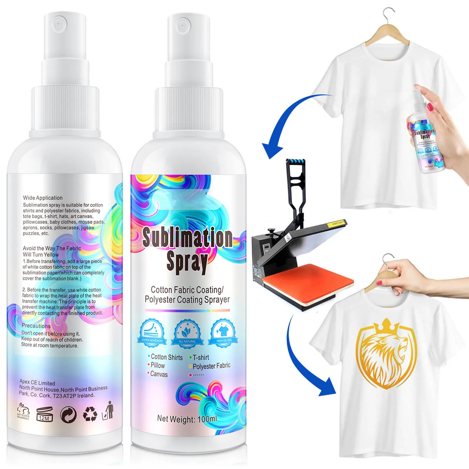 Sublimation Spray Sublimation Coating For Cotton Shirts Spray All Fabrics  Including Polyester Carton Canvas Quick Drying And Super Adhesion High  Gloss