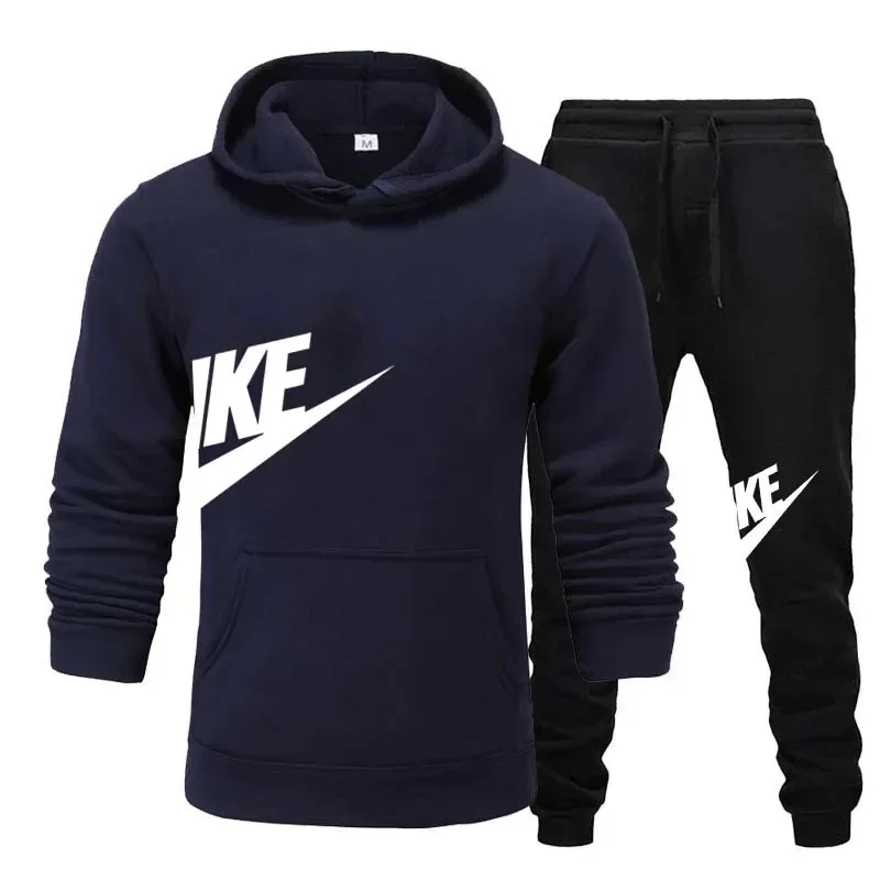 

2024 New Spring Brand Men Hoodies Sweatshirt+sweatpants Suit Autumn Winter Warm Tracksuit Sets Men's Hooded Outwear