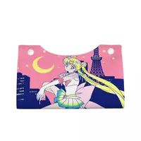 Custom Sailors Moon Girl Facial Tissue Box Cover Rectangular Tokyo City Lights PU Leather Tissue Box Holder for Car Bathroom 2