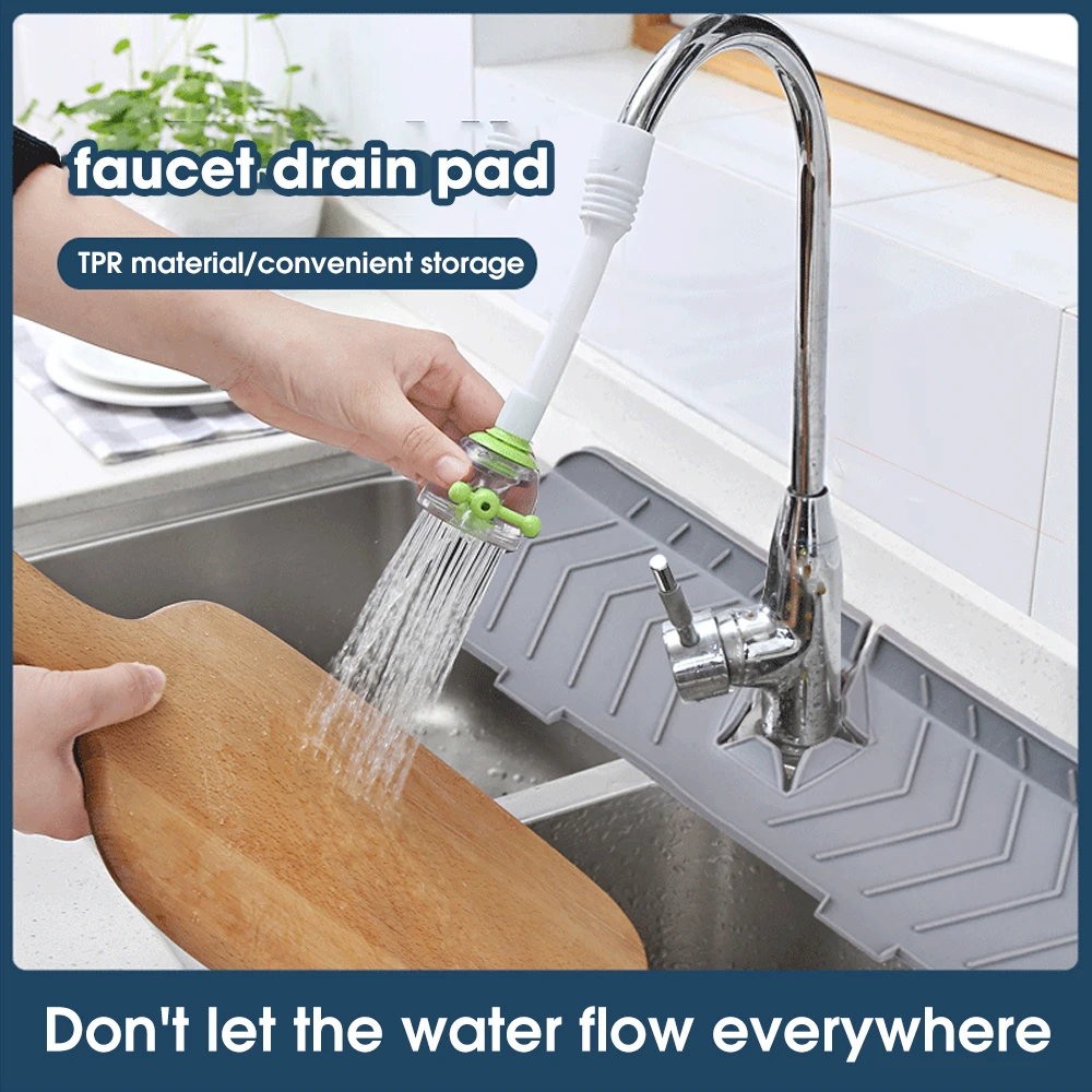 Kitchen Silicone Faucet Absorbent Mat Sink Splash Guard Countertop Protector Mat Draining Pad for Bathroom Sink Kitchen Gadget