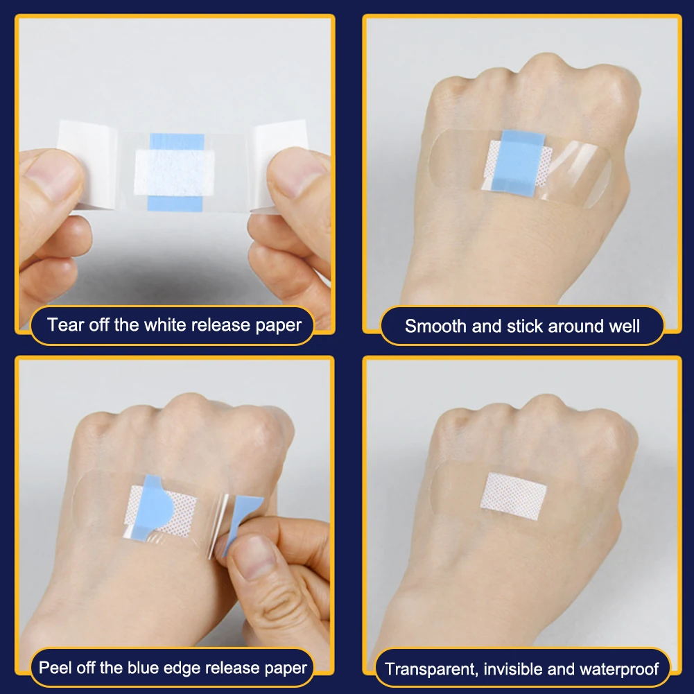 50/120Pcs Invisible Hemostasis Wound Plaster PU Transparent Medical Strips Transparent Band Aid Emergency Supplies for Kid Adult