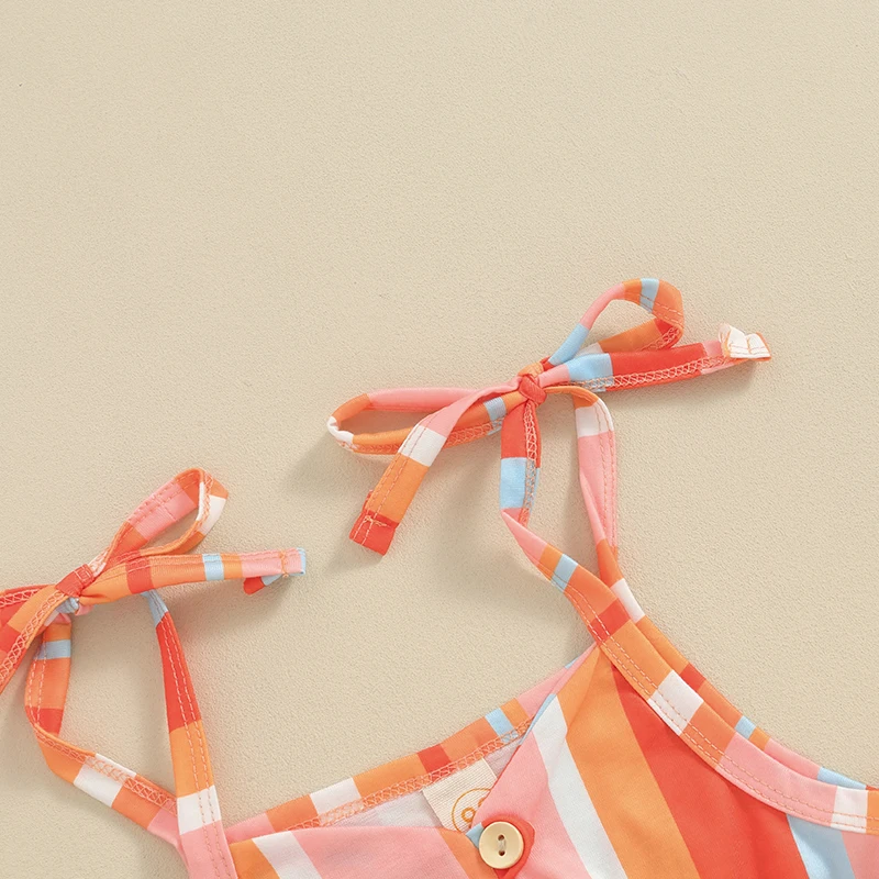 

Toddler Girl Jumpsuit Spaghetti Straps Flower Print Button Shorts Overall with Belt Little Kid Summer Clothes