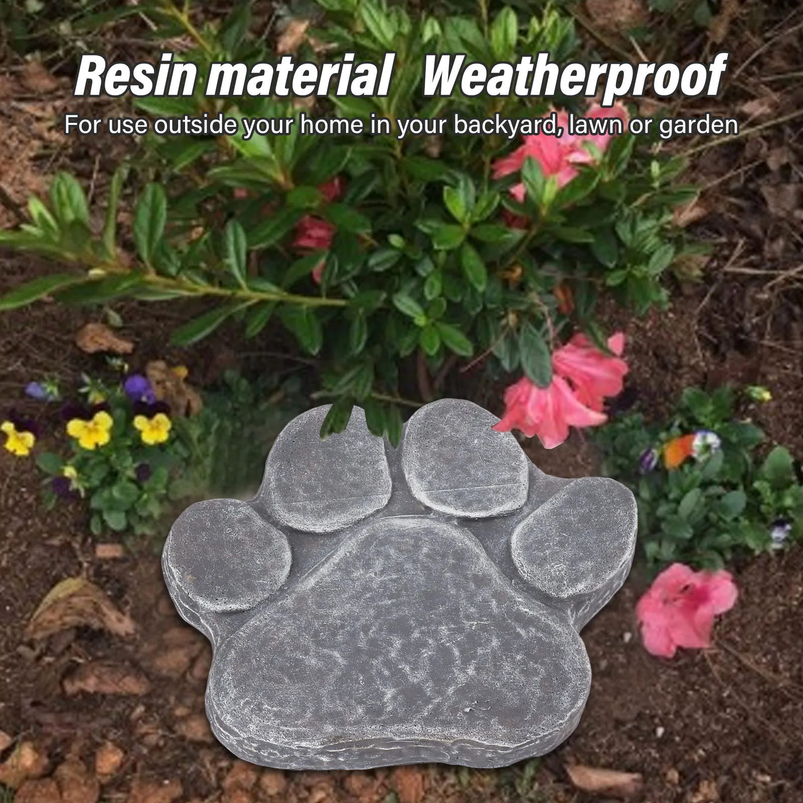 15.5X17.5cm dog pawprint memorial stone DIY lettering dog grave marker pet monument for outdoor lawn patio