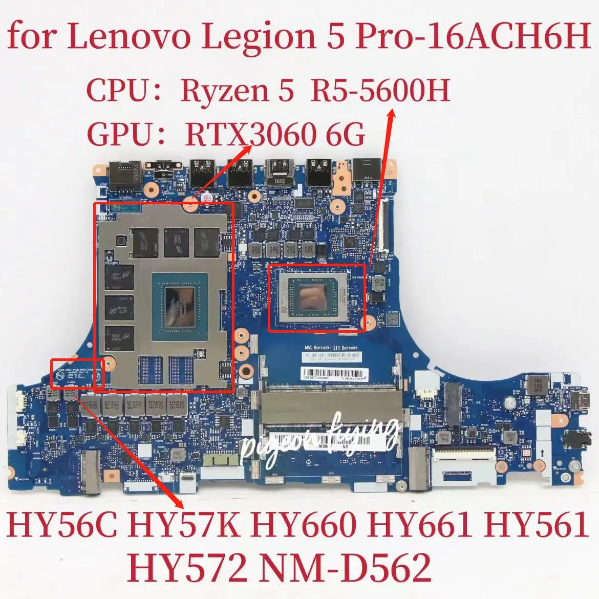 

NM-D562 Mainboard for Lenovo Legion 5 Pro-16ACH6H Laptop Motherboard CPU:R5-5600H GPU:RTX3060 6G DDR4 FRU:5B21B90028 5B21B90024