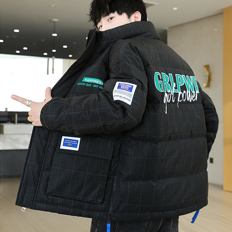 New 2023 Winter Men's Stand Collar Thicken Warm Parkas Casual Loose Cotton-Padded Jacket Clothes Youth Plus Size M-4XL Down Coat