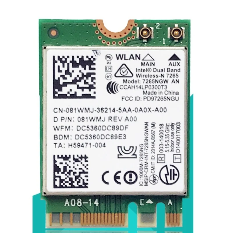

For Intel 7265AN 7265NGW Wifi Bluetooth 4.0 2.4G/5Ghz NGFF M.2 Wireless Network Card 300Mbps