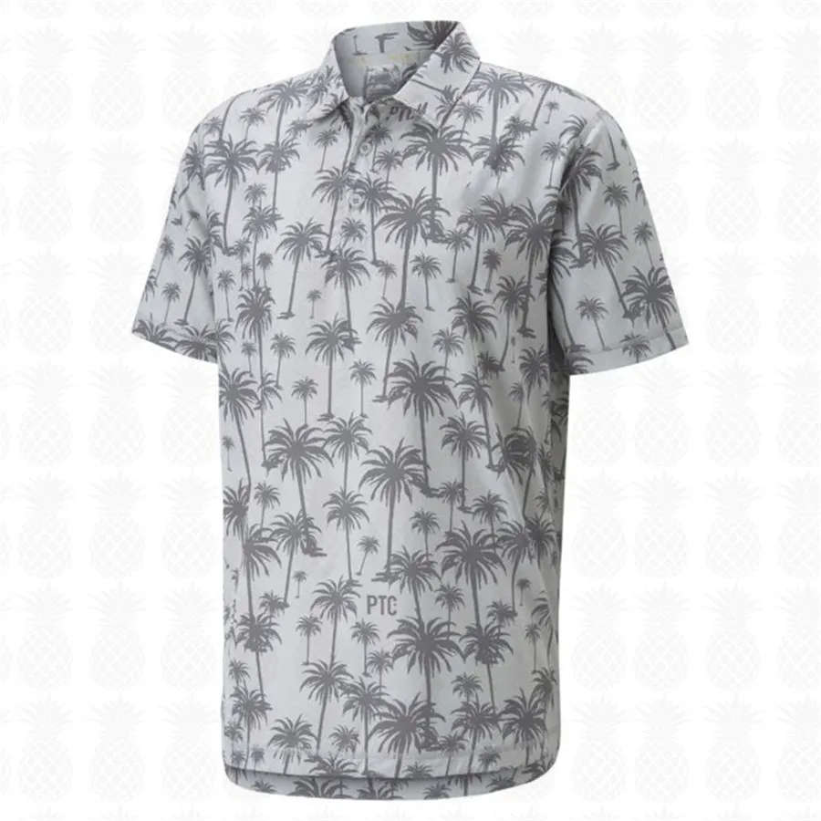 

Sunday Swagger Men's golf shirt coconut print outdoor sports top quick drying breathable summer short sleeve fishing clothes