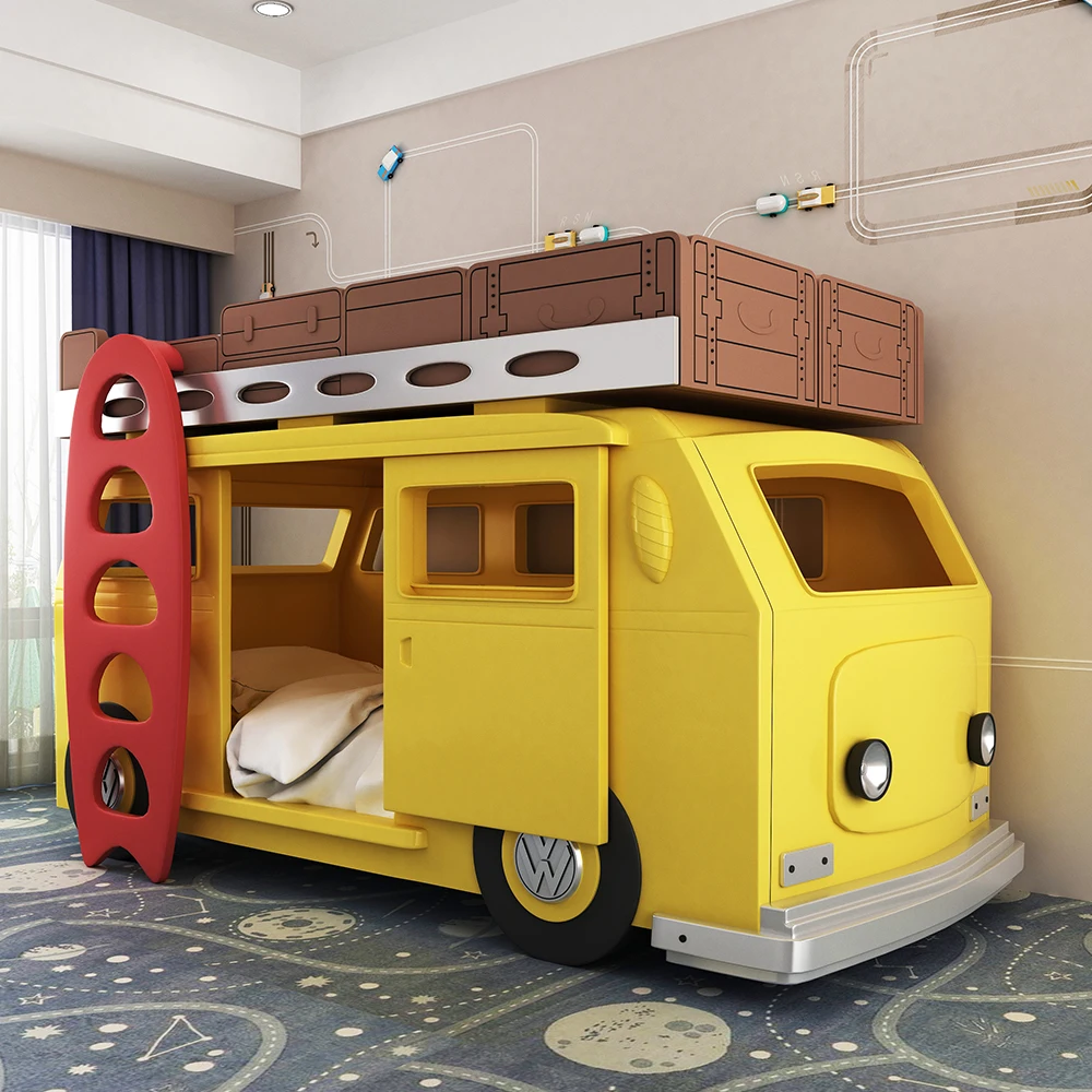Custom Kids Bed Villa Furniture Creative Bunk Bed Bus Car Boys And