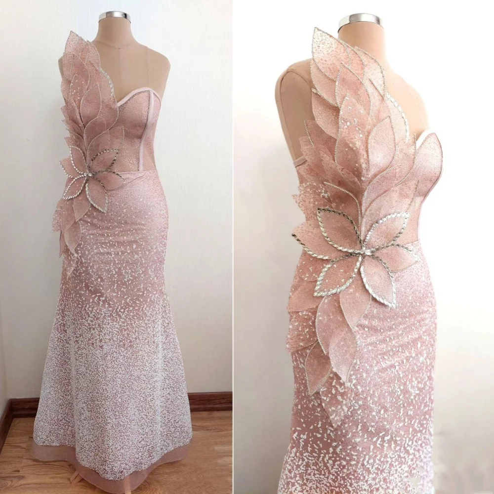 

Sparkle Asymmetrical One-Shoulder Mermaid Evening Dresses Flower Rhinestone Sequin Chiffon Formal Occasion Gownفستان سهره cock