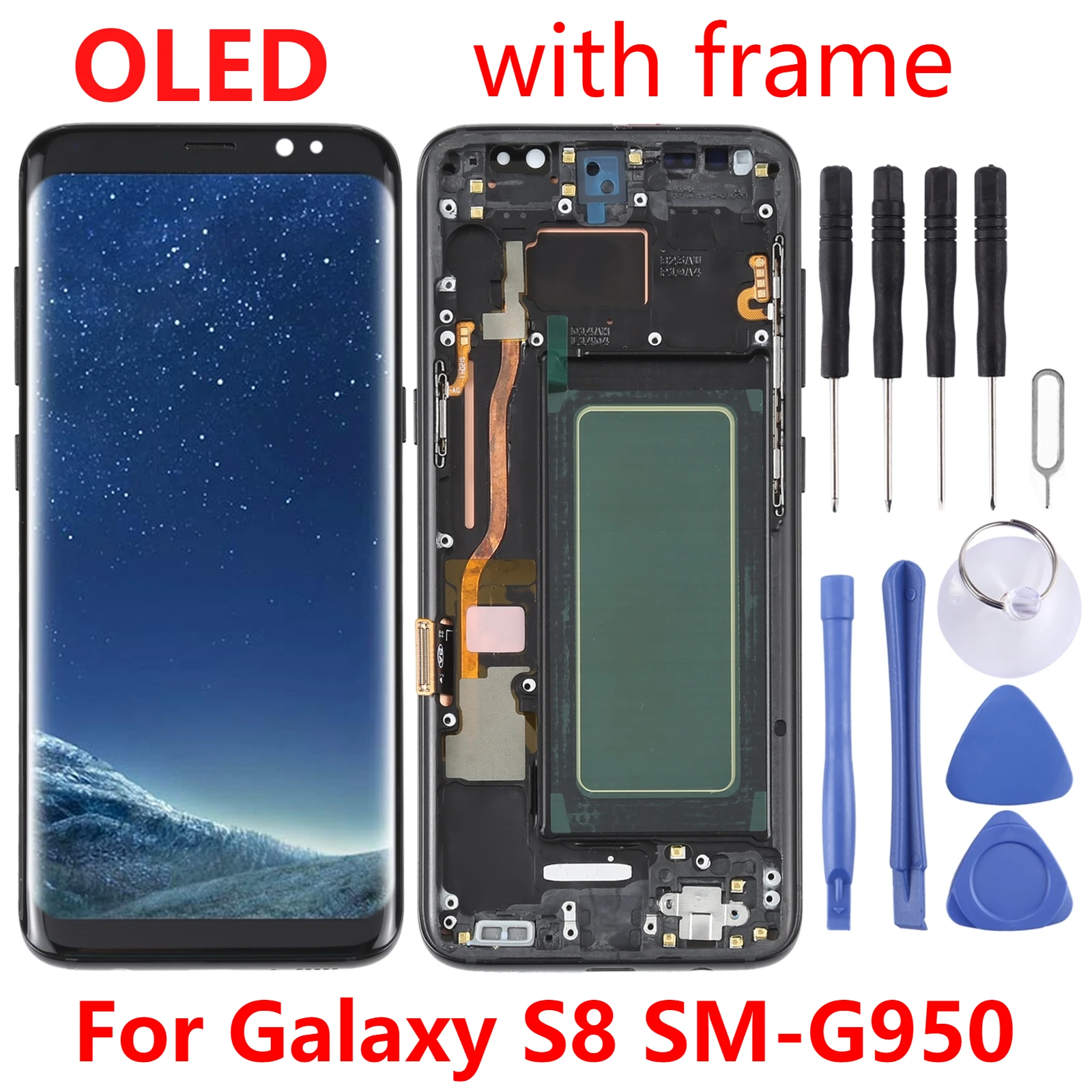 

OLED LCD Screen For Samsung Galaxy S8 SM-G950 Digitizer Full Assembly with Frame