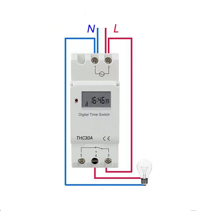 New Type Din Rail 2 Wire Weekly Seven Days Programmable Digital TIME SWITCH Relay Timer Control AC THC 15A 30A 220V 12V