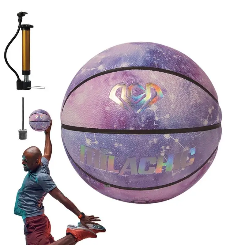 

Holographics Reflective Basketball Self-Lighting Glowing Ball Street Composite PU Leather Basketballs Size 7 Indoor Outdoor