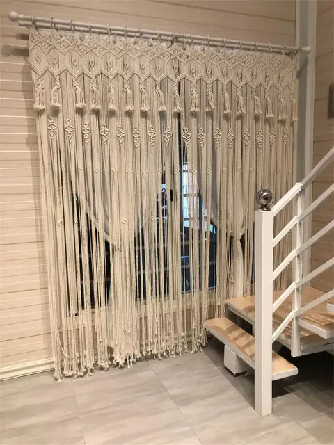 Tapisserie Macramé Murale 90x180cm - Décoration Bohème Faite Main Coton