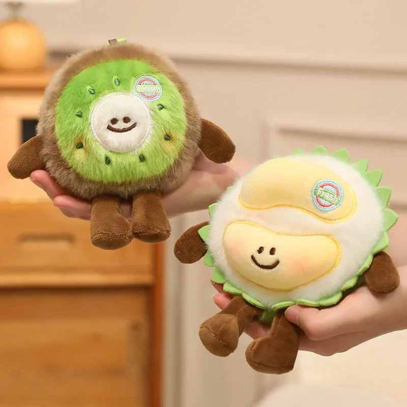 귀여운 과일 플러시 백팩 참 장식 부드럽고 폭신한 과일 인형 끈 포함 귀여운 용과/키위 플러시 인형 소녀 선물