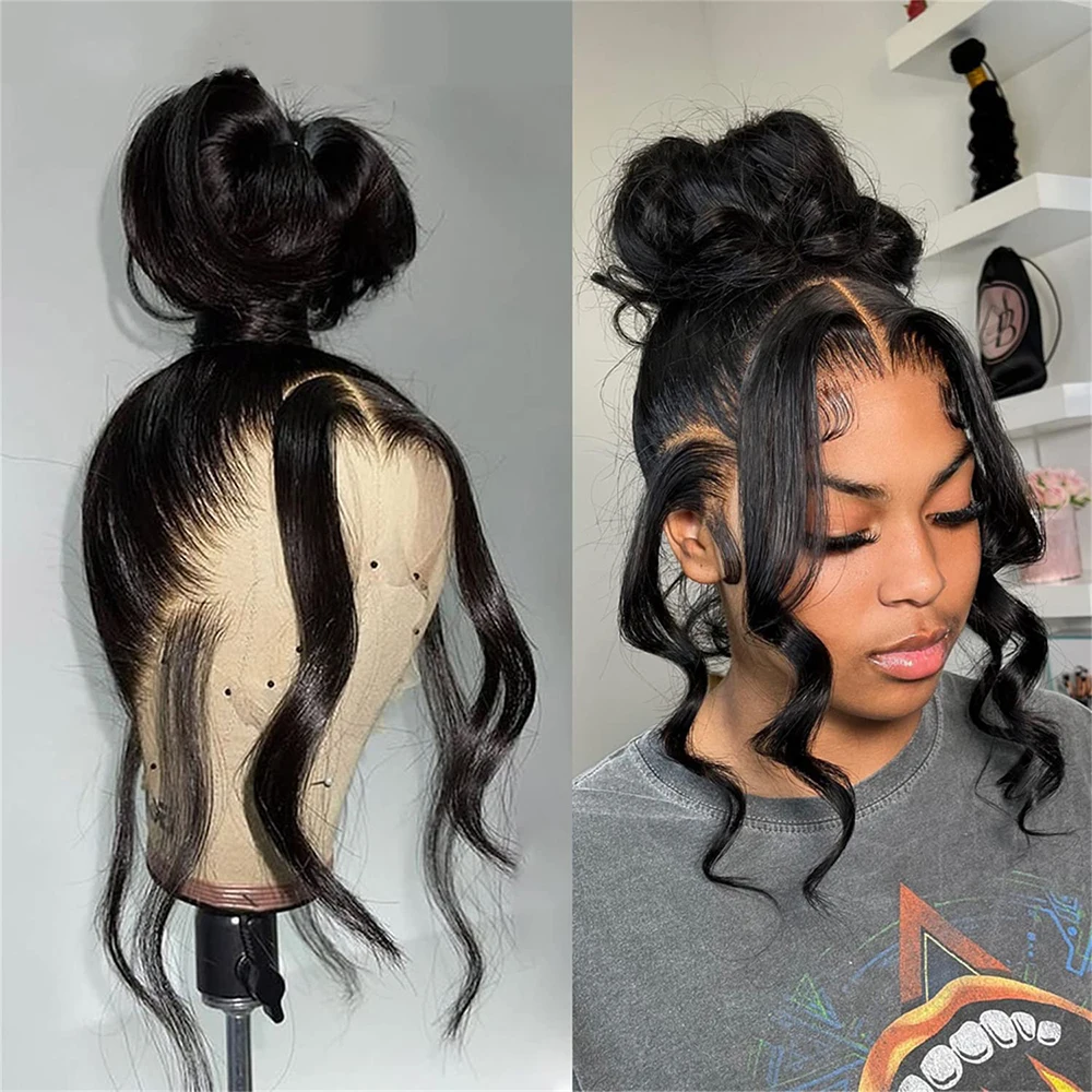 Body Wave 360 Full Lace Frontal Wigs Human Hair For Women Pre Plucked Indian Transparent Body Wave Lace Front Wig Remy 12-28In