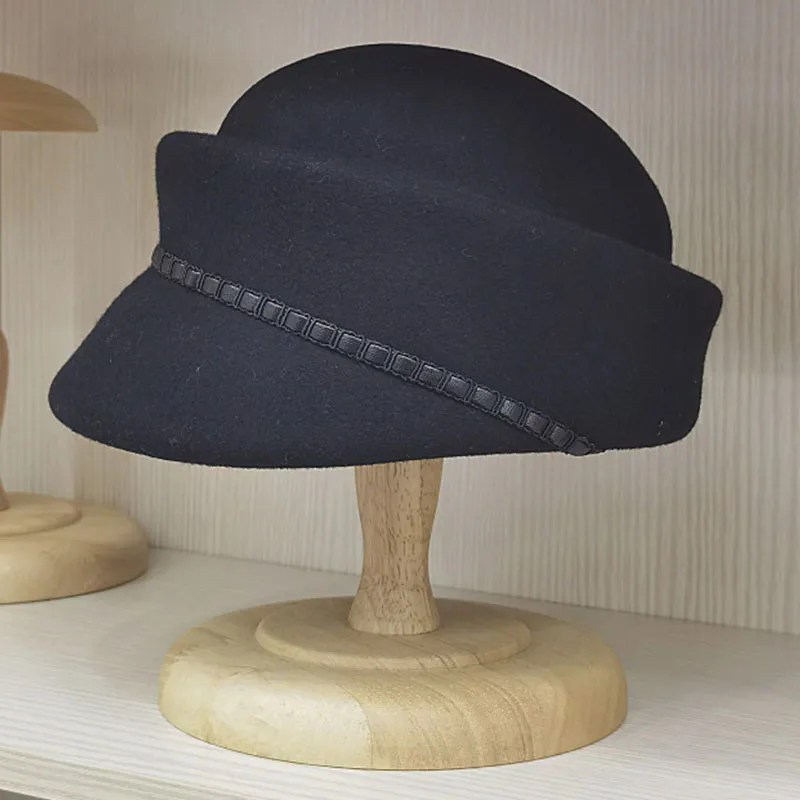 Hot Sale Women Winter Hats Wool Beret Felt Fedora Leather Band Pillbox Wedding Church Ladies Hat Millinery Fascinator Base_voghion.com