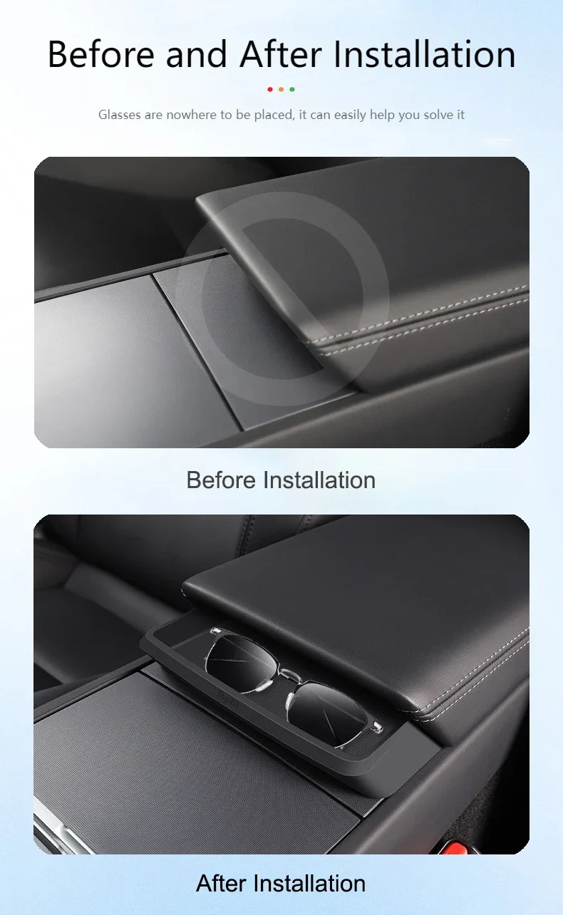 Für Tesla Model Y Juniper Mittelkonsole Armlehnen-Aufbewahrungsbox Model 3 Highland Brillenhalter Armlehnen-Ablage Silikon-Zubehör – Detail 2