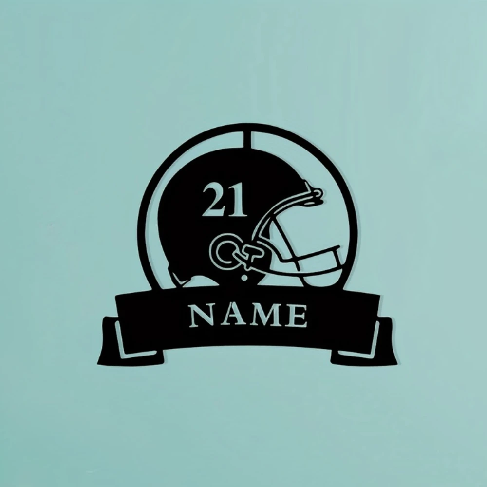 

1pc Iron Art Silhouette American Football Helmet Name And Number Customized Wall Decoration Wall decor metal wall hanging Gifts