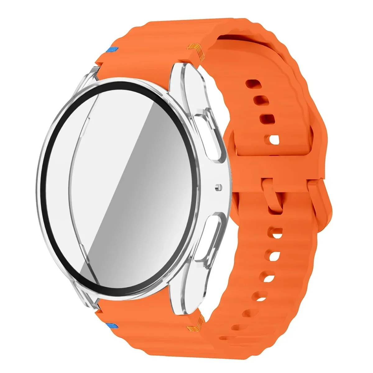 Silicone Band with Tempered Glass Screen Protector & PC Case Cover - Enhanced Watch Kit