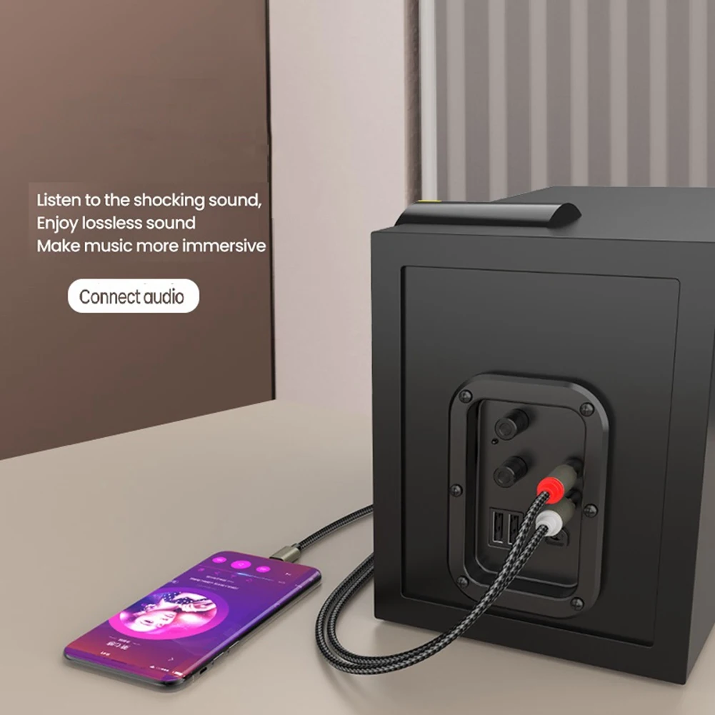 محول كابل صوت USB C إلى 2RCA ، نوع C إلى ثنائي RCA...