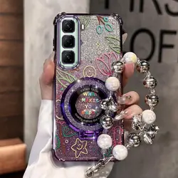 Grass Plating Bracelet Holder Phone Case - Hot 50 Small Series for inf Hot 10 Play (Purple)