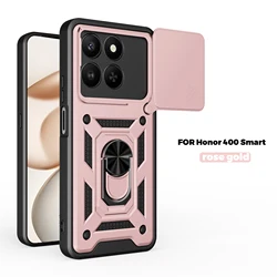Enhanced Magnetic Ring Holder Armor Phone Case with Slide Camera Protector - Honor 400 smart (SJ Rose Gold)