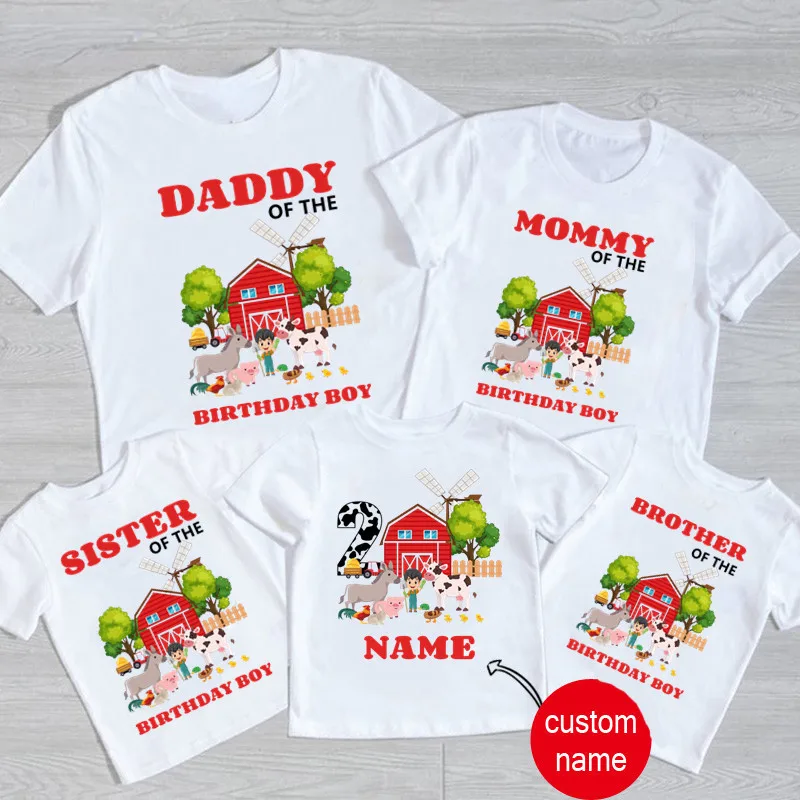 Boy Farm Animals Birthday Party Shirts Customized T Shirts Boys Any Name My Kids Shirts T Shirts Family Matching Outfits 4
