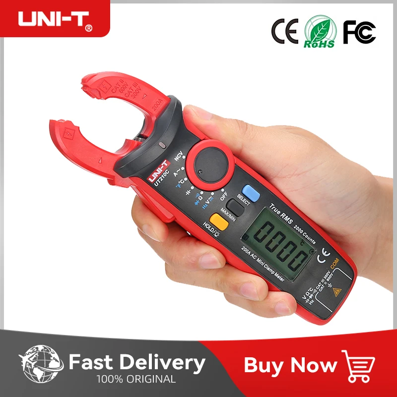 UNI-T UT210D UT210E Clamp Meter Professional AC DC Current Pliers Ammeter True RMS Digital Multimeters Electrical Multi Tester