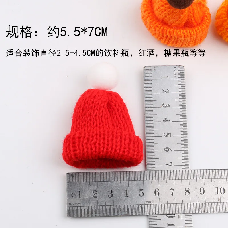 겨울 크리스마스 고무 오리 와인 병 DIY 장식, 자동차 대시 보드 홈 오피스 스토어 크리스마스 장식, 빨간 모자 스카프