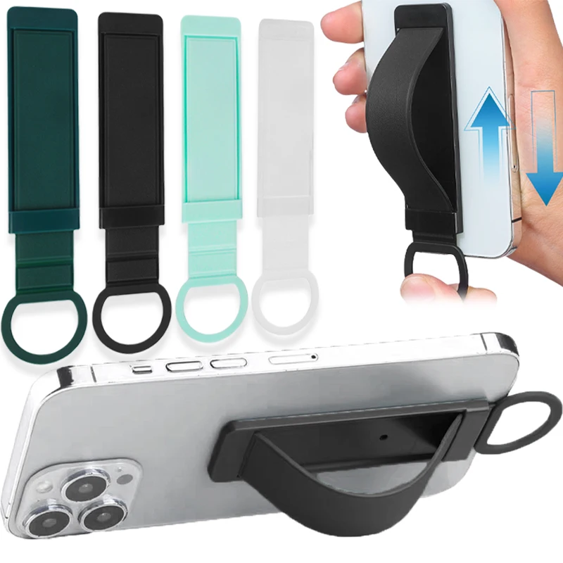 Universal Elastic Phone Grip and Kickstand with Finger Strap
