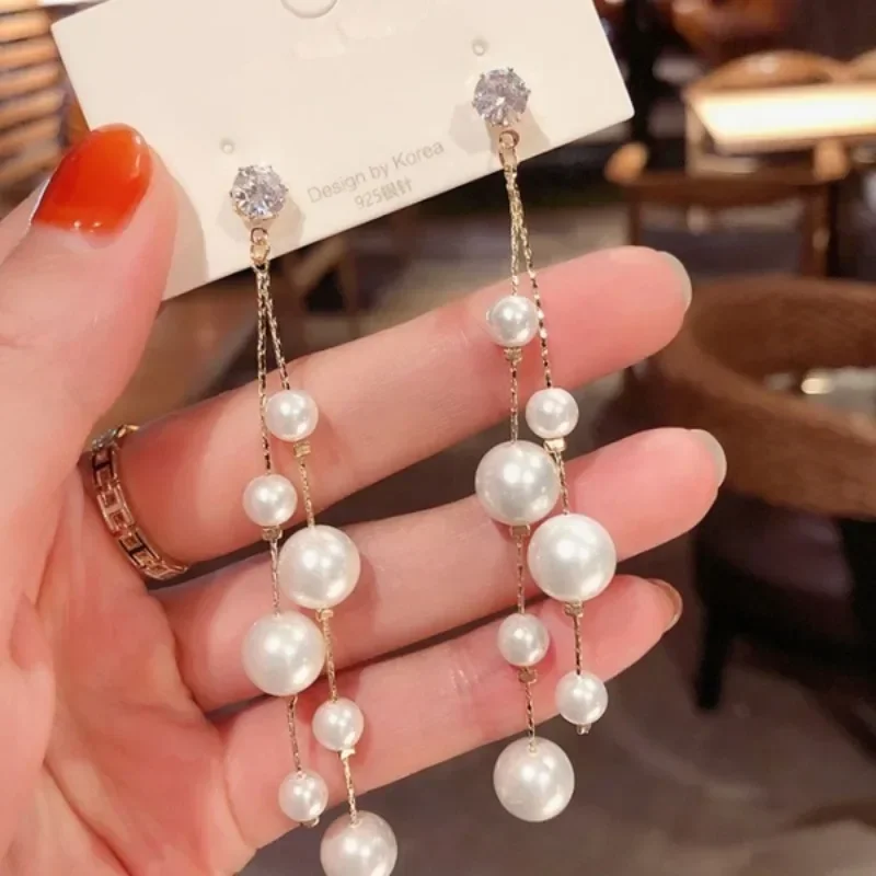 Delysia King Pearl Long Earrings Ladies Fashion Jewelry