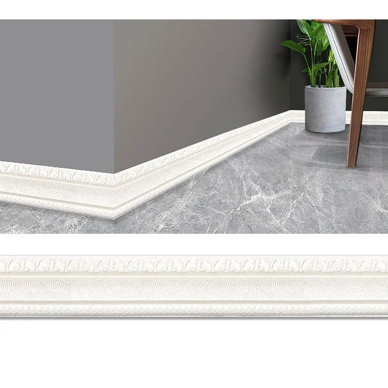 Wall stickers 2.3m 3D pattern wallpaper decorative line skirting line decoration self-adhesive waterproof living room wall border sticker