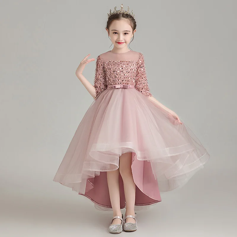 

2023 New Children's Evening Gown Bow Design Spanish Vintage Girls Birthday Baptism Party Christmas Red Dresses For Eid