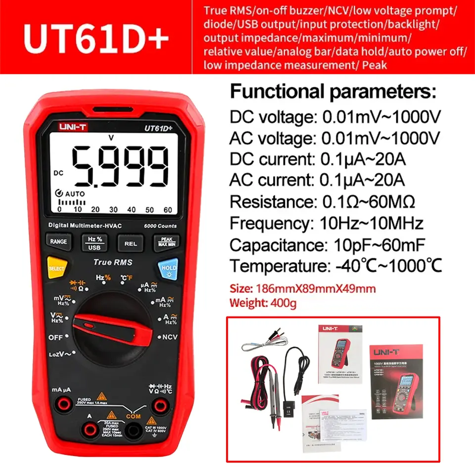UNI-T Multimeter Digital Professional UT890C UT890D+ UT89X UT89XD UT60S UT60BT UT61B+ UT61D+ UT61E PLUS Electric Tester Meter image 15