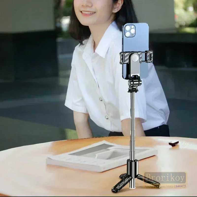 휴대용 미니 카메라 블루투스 무선 셀카봉 삼각대 (아이폰 17 16 15ProMax 스마트폰 셀피스틱 모노포드용 리모컨 포함)