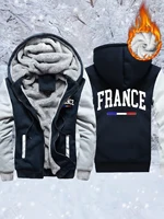 France Letter Creativity Design Woman Thicken Jacket Oversized Coats Fleece Zipper Sportswear Plus Size Winter Casual Clothes