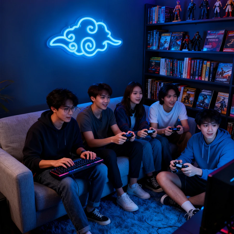 Insegna al neon anime, luci al neon a nuvola a LED per la decorazione della parete, luce notturna USB per la camera dei ragazzi adolescenti, camera da letto, sala giochi, grotta d'uomo, decorazioni per feste - Image 5