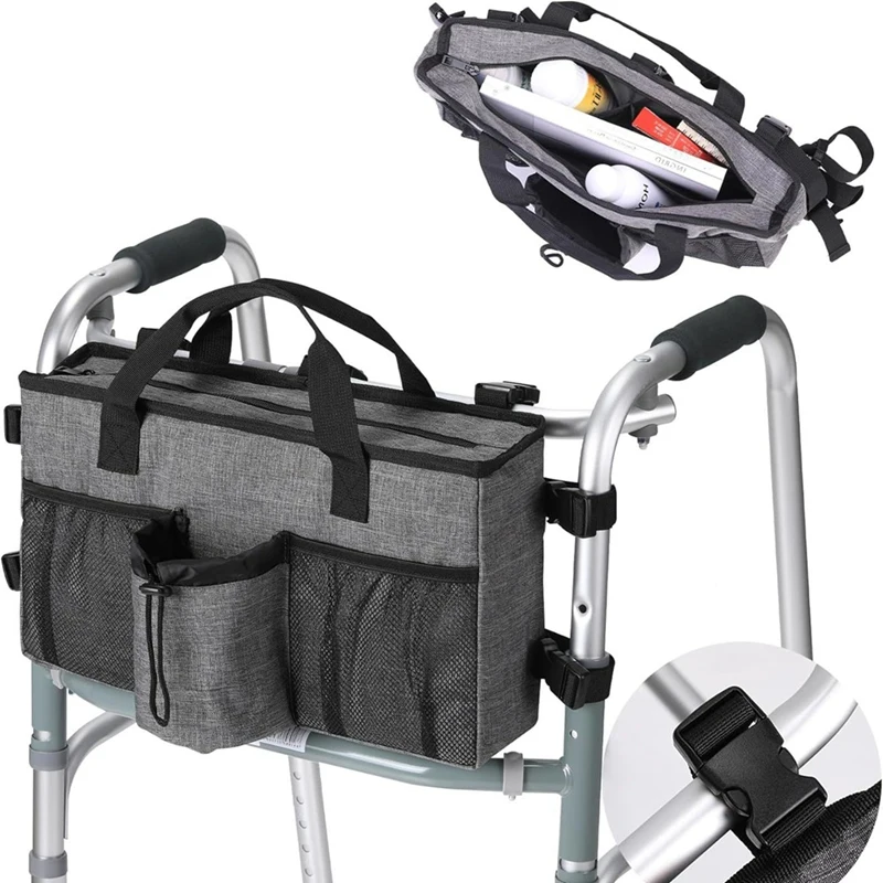 ABDW-Foldable Walker Accessories With Cup Holder & Organizer Pouch