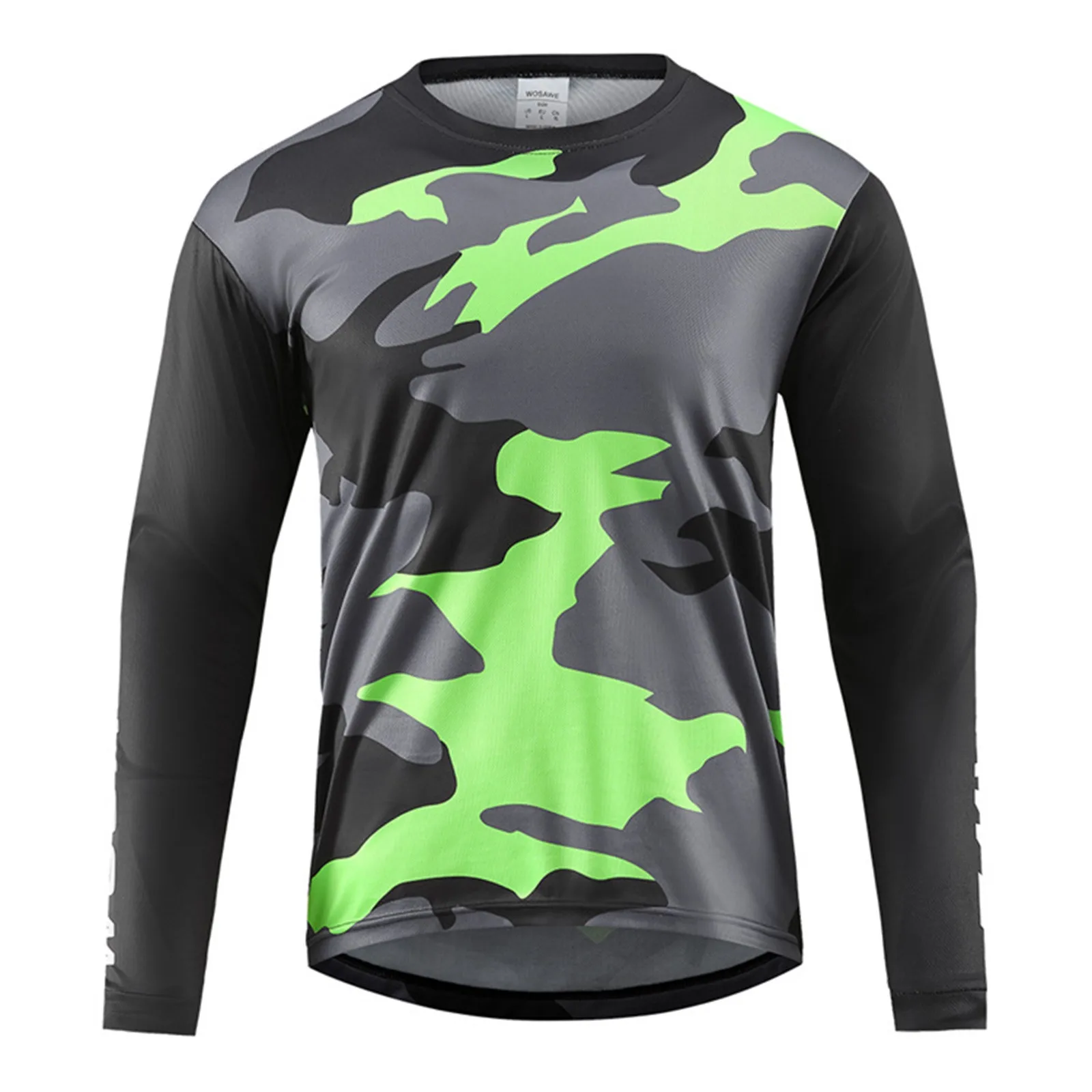 WOSAWE Camo Print Sports Cycling Jersey Long Sleeve T-Shirts Quick Drying Bicycle Motocross Mtb Downhill Shirts Loose Jerseys