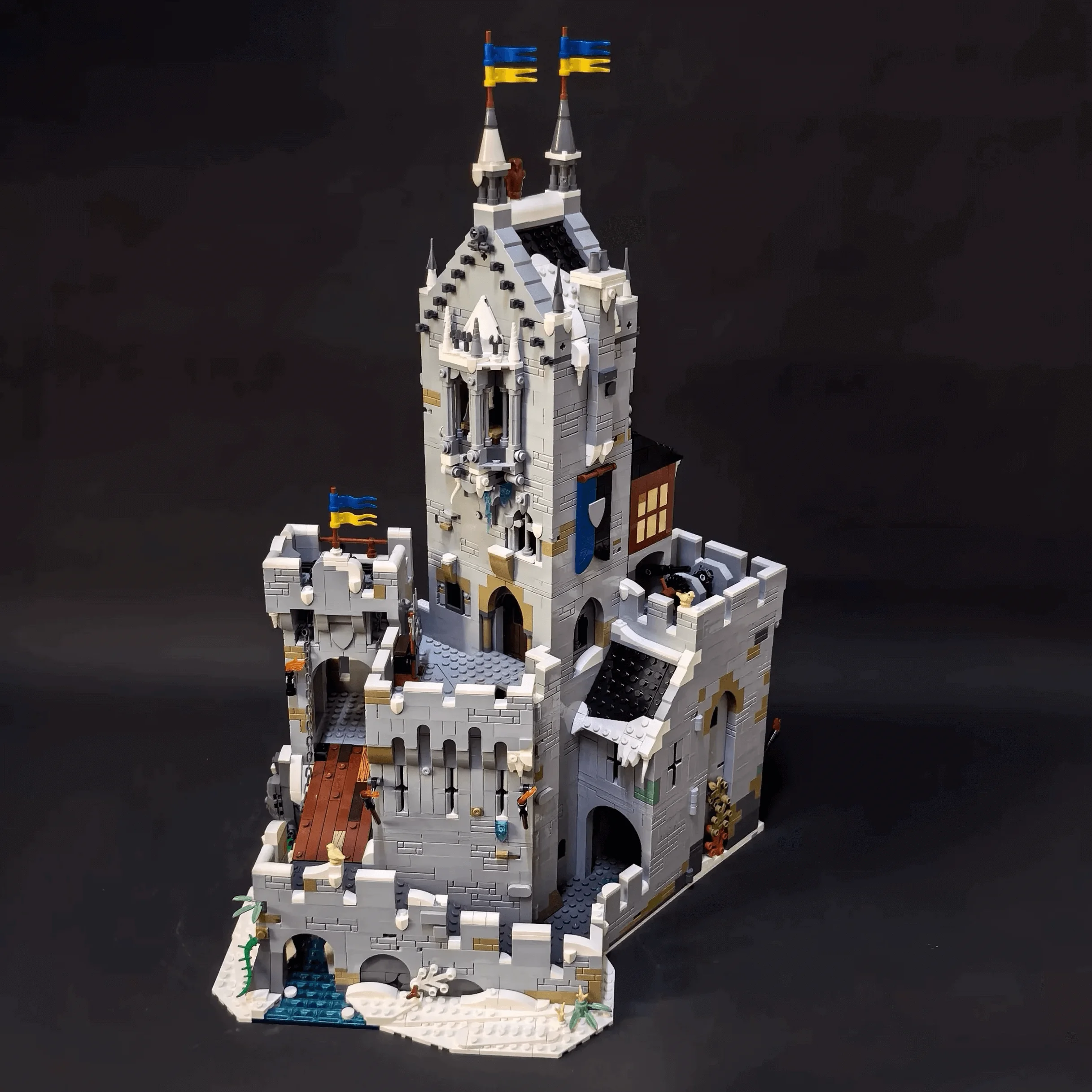 3995pcs 유럽 중세 스트리트 뷰 MOC 산악 요새 모델 DIY 창의적인 아이디어 어린이 장난감 조립 퍼즐 생일 선물