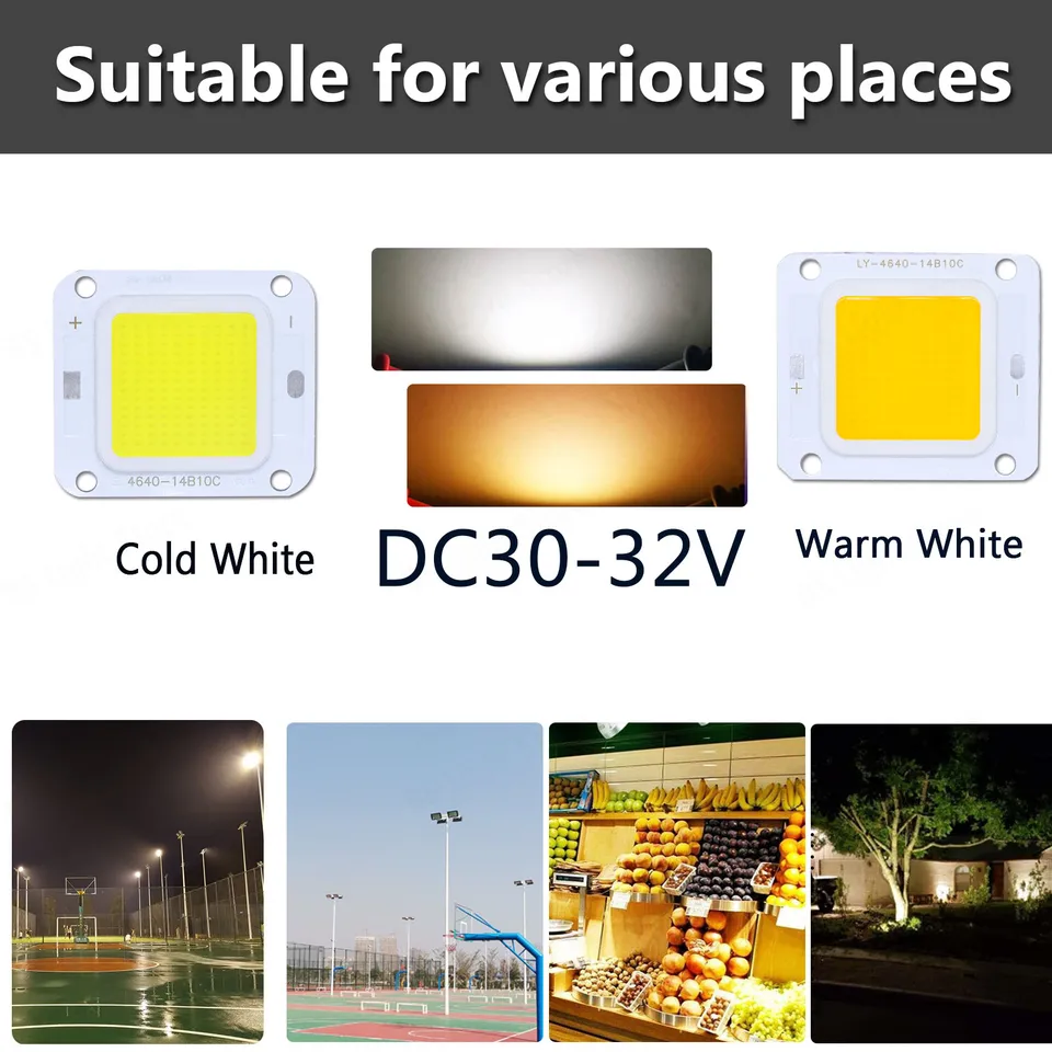 12 V Led Dimmable High Power LED COB Chip &ndash; 10W To 100W, 12V-36V, Daylight White (5000K-6500K), 50,000 Hour Life Smd Led 12 V