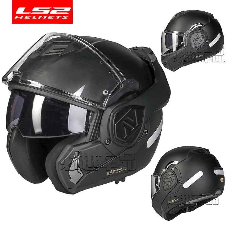 LS2 FF906 고급 풀페이스 플립 업 오토바이 헬멧, 모듈식 더블 바이저 헬멧, 내장 렌즈 ECE Capacete Moto Casco Casque