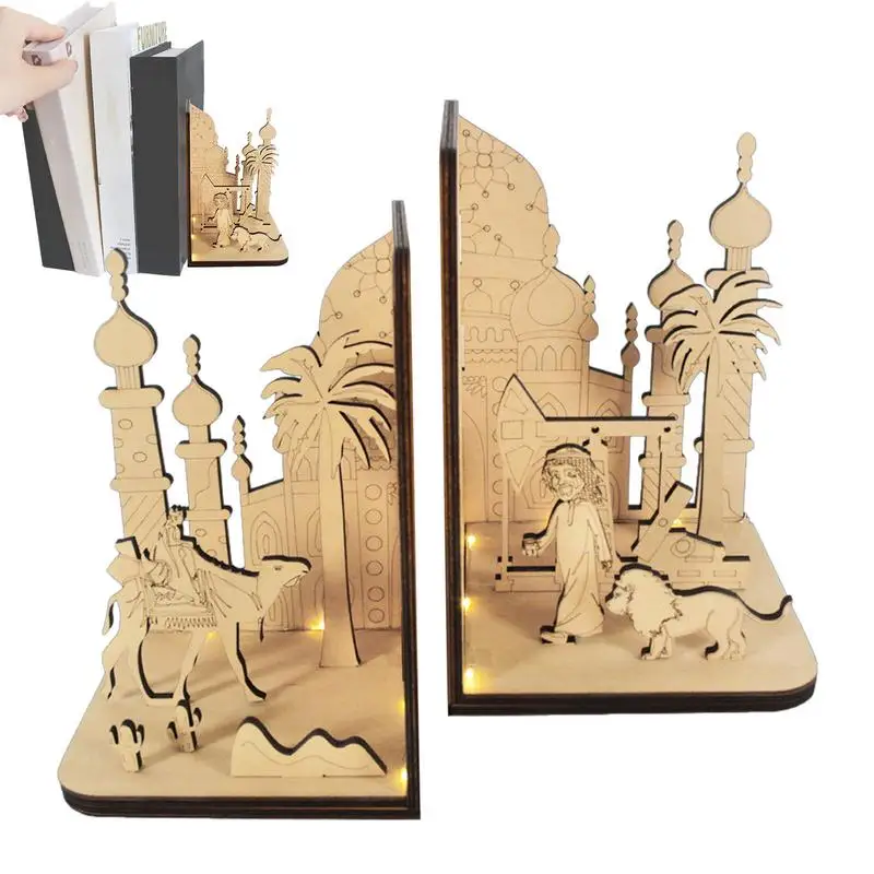 

DIY Book Nook 3D Kit Shelf Arabic Ethnic Scene Miniature Wooden Bookshelf Bookend Toys Home Decor 3D Gift