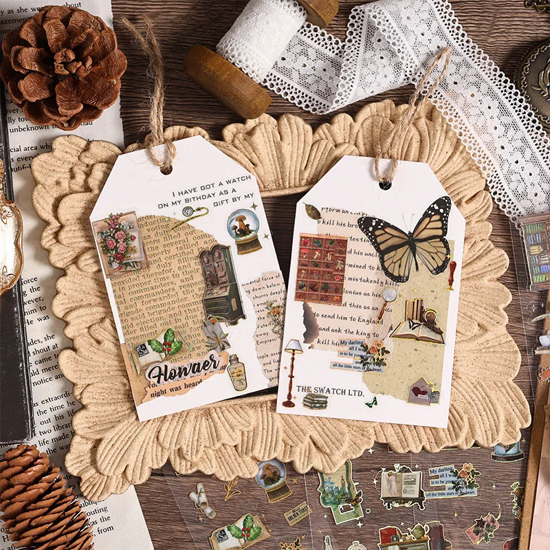 395 Pezzi Vintage Adesivi Decorativi Scrapbooking con Quaderno a Griglia A6, Accessori per Scrapbook Farfalla con Scrapbooking Sticker Regalo Fai da te per Ragazzi e Bambini per Diario Calendario