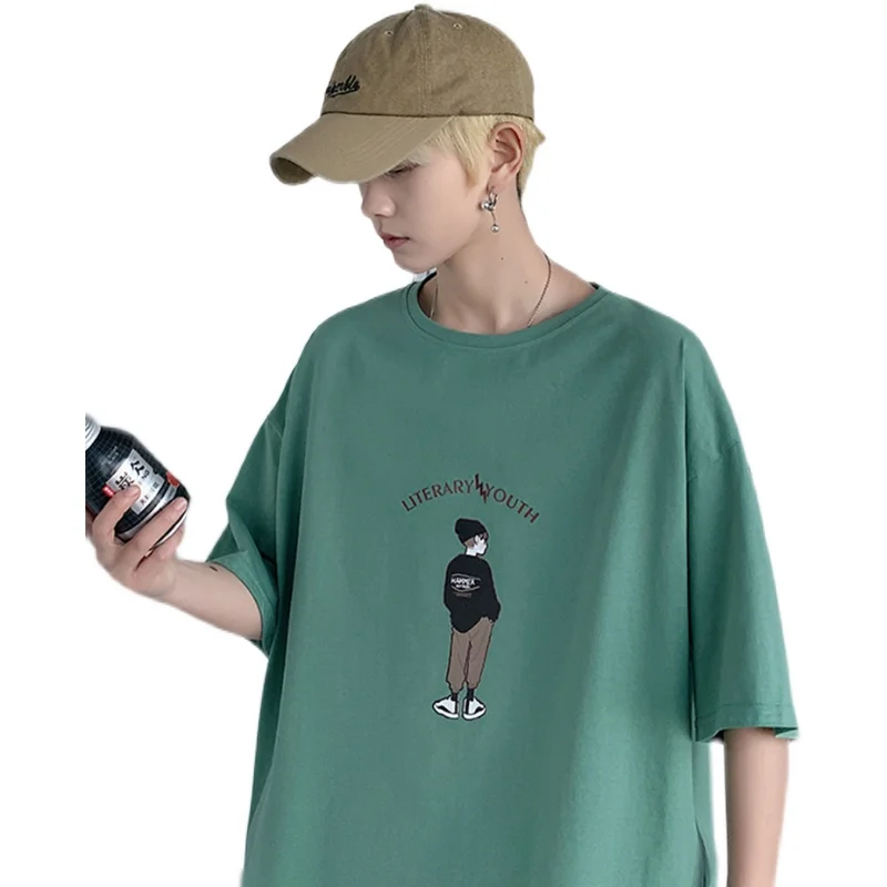 

Футболка Мужская/женская с графическим принтом, повседневная хлопковая футболка в Корейском стиле, 100%