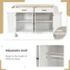 DOONREXS New Upgrade Thicken Wooden Kitchen Island on Wheels with Storage, Space-Saving Mobile Rolling Kitchen Island Cart with 5